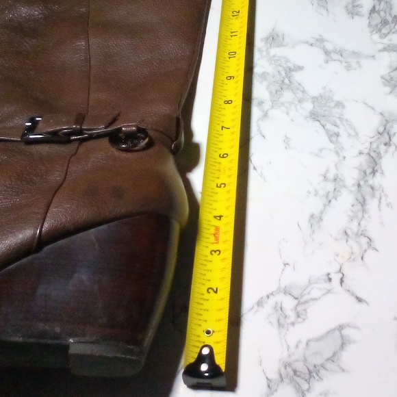 *SOLD*  Michael Kors Knee High Boots Clara Wedge Tumbled Leather Mocha Brown 8.5 - Picture 11 of 16